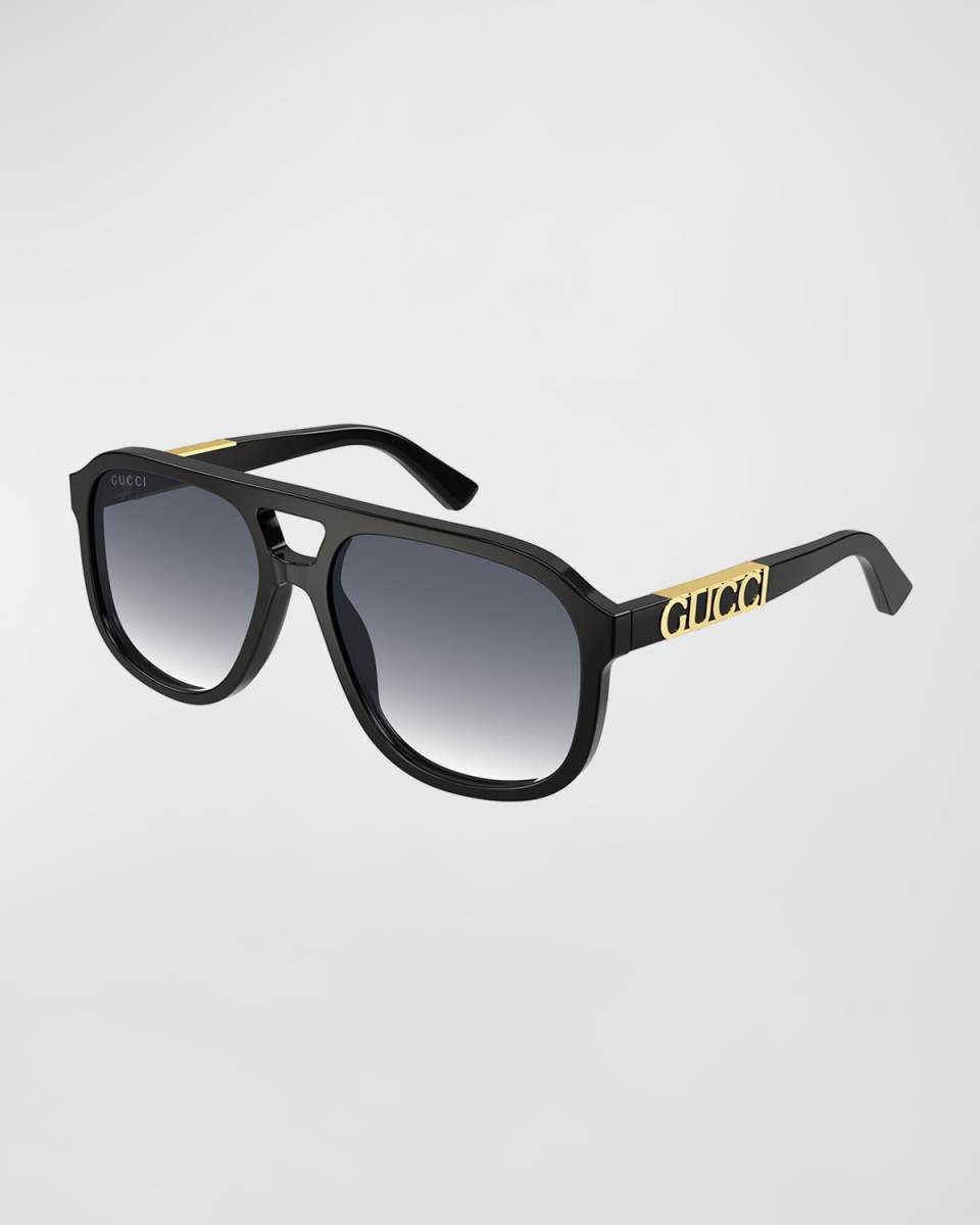 Logo Embellished Acetate Aviator Sunglasses